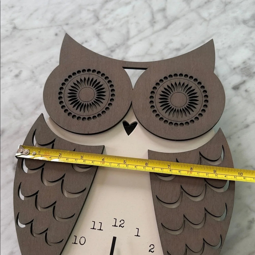 Owl Wall Clock Decor in Brown and Cream - Unbranded